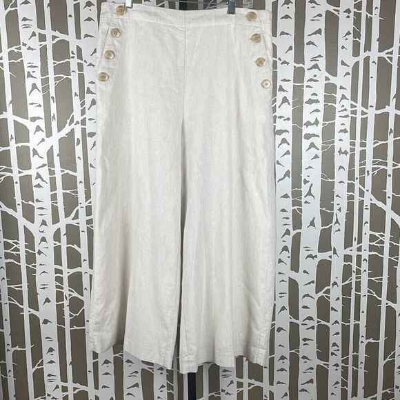 Ann Taylor The Easy Crop Linen High Rise Wide Leg Pants NEW 12 - Picture 1 of 12
